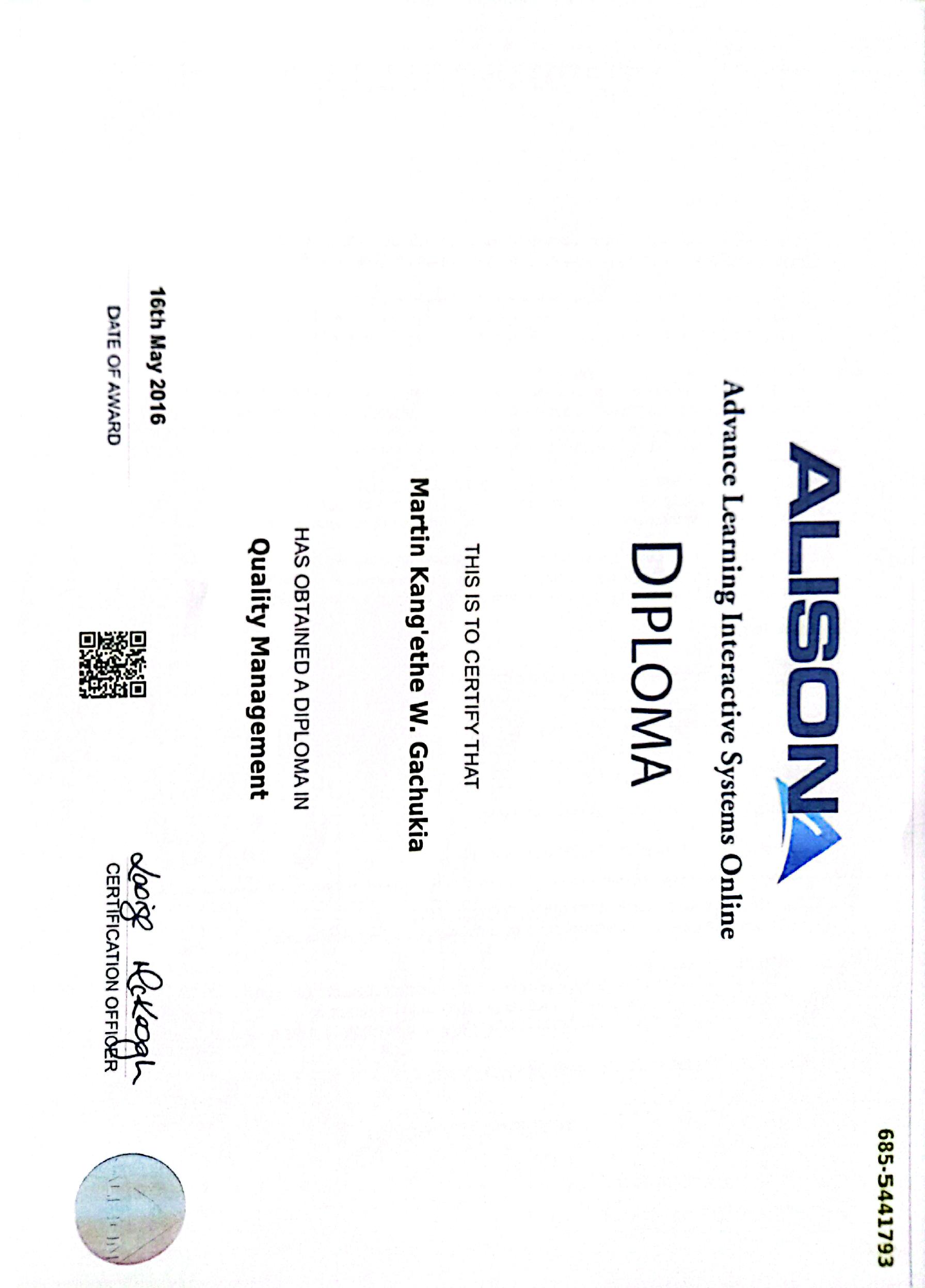 Certificate 1